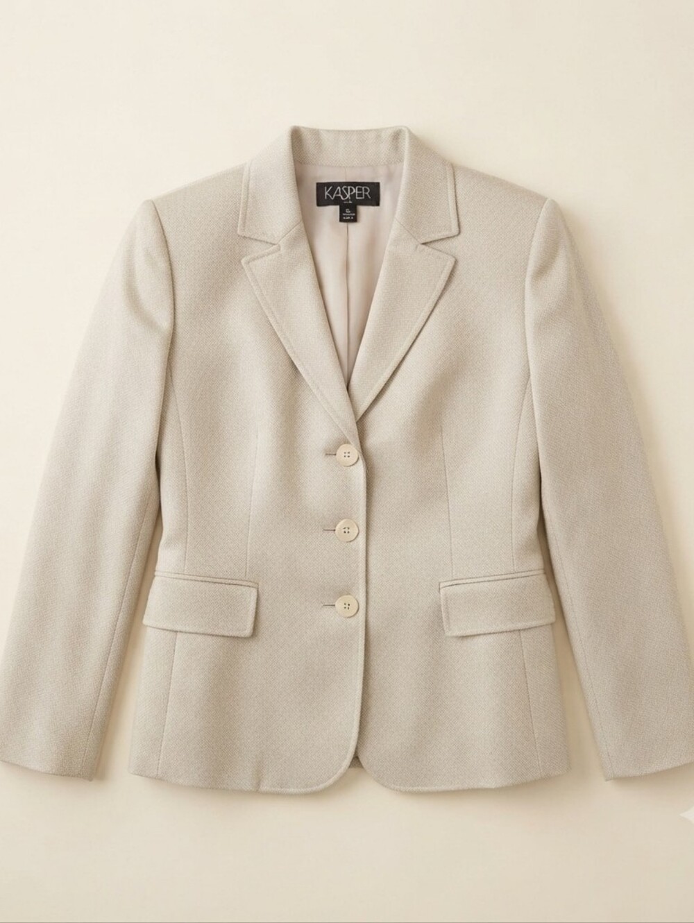 Kasper Petite Women's Gold Textured Herringbone Blazer Jacket Size 14P